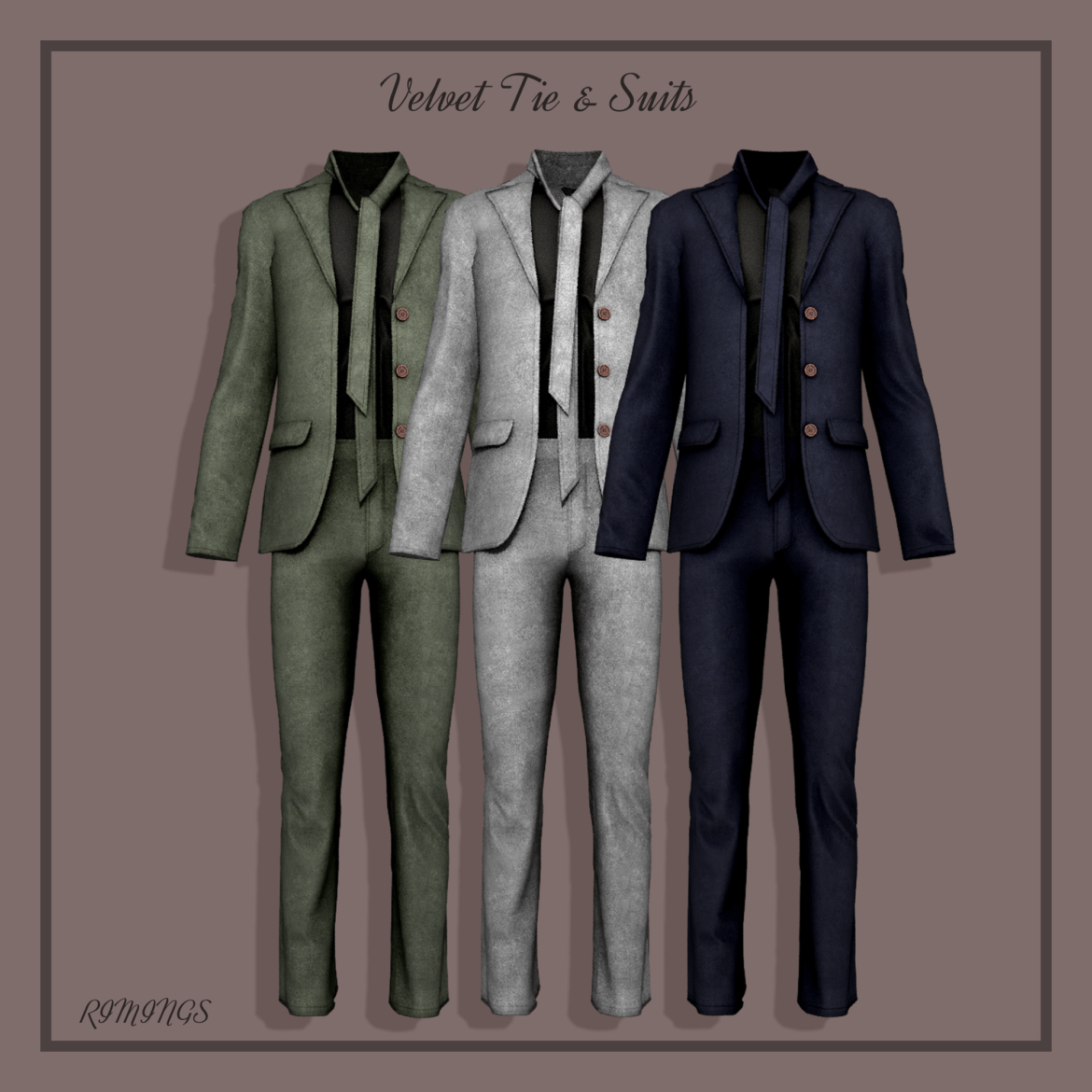 Sims 4 rimings velvet tie suits fullbody new
