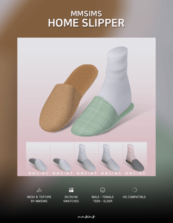 Sims 4 s4cc mmsims home slipper set