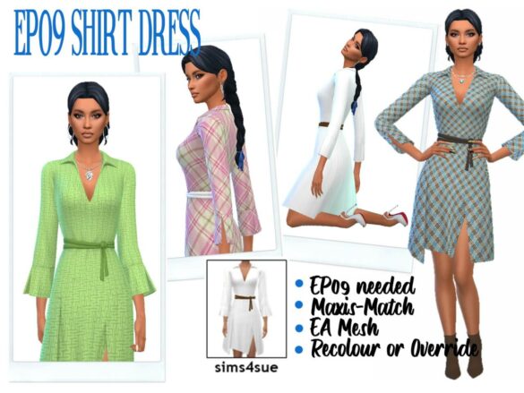 Sims 4 Shirt Dress by Sims 4 Sue - The Sims Game