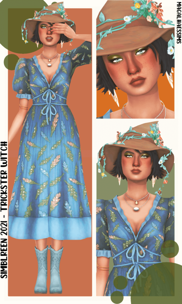 Sims 4 simblreen 2021 trickster witch lookbook