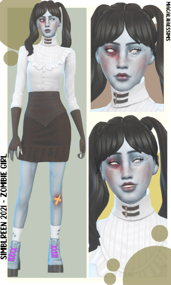 Sims 4 simblreen 2021 zombie girl lookbook