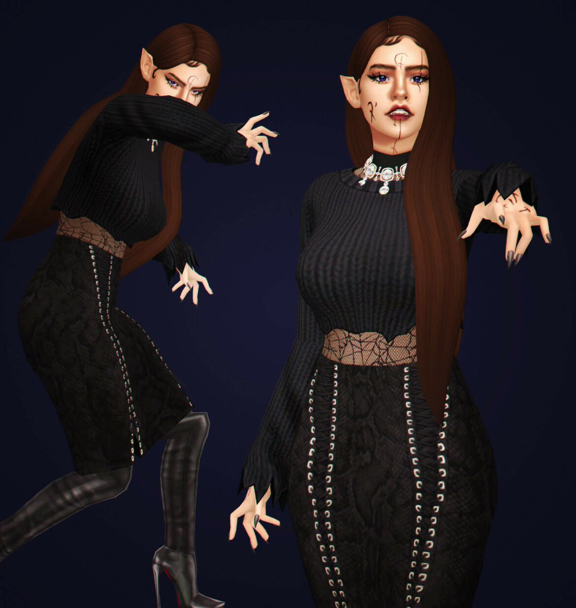 Sims 4 simblreen lookbook look 1 witch outfit hat