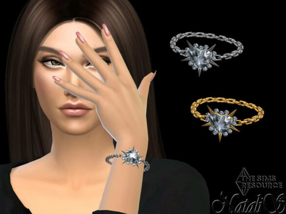 Sims 4 Spiked crystal heart bracelet by NataliS