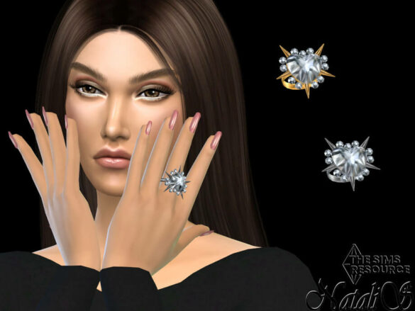 Sims 4 Spiked crystal heart ring by NataliS