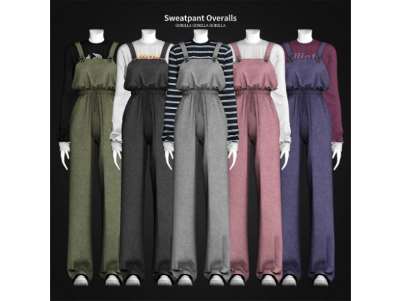 Sims 4 Sweatpant Overalls by Gorilla Gorilla Gorilla