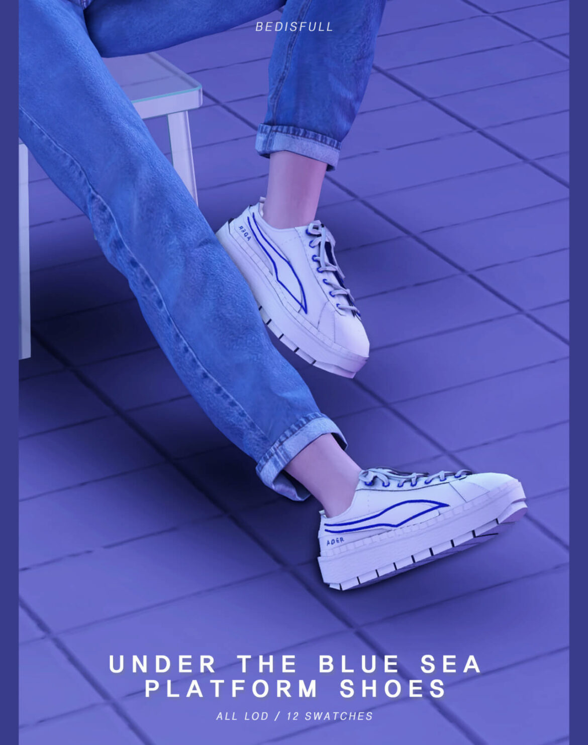 Under blue sea platform shoes at Bedisfull