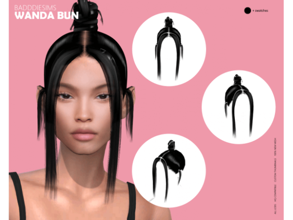 Sims 4 WANDA BUN by BADDDIESIMS