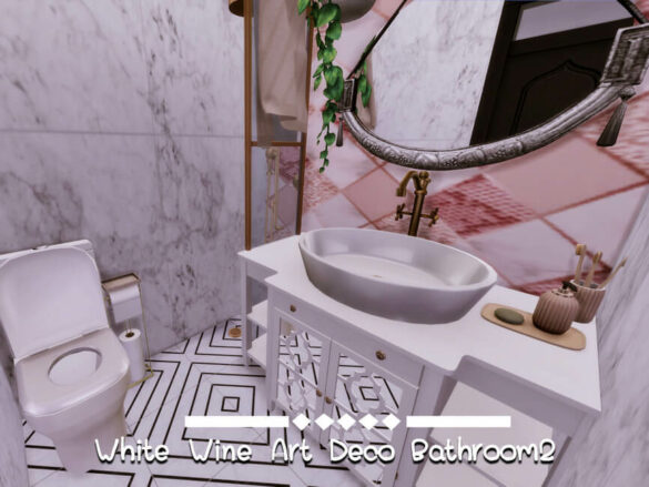 Sims 4 White Wine Art Deco Bathroom 2