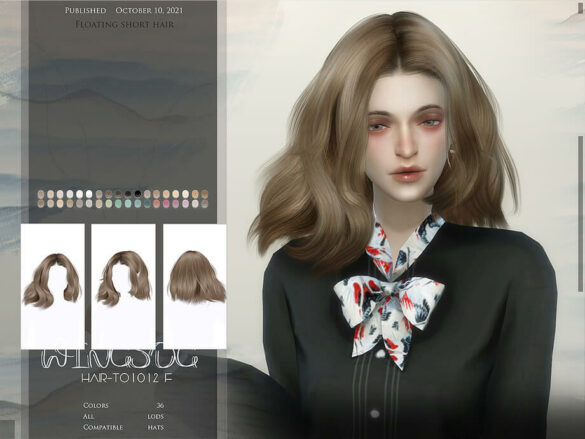 Sims 4 WINGS-TO1012 Floating short hair