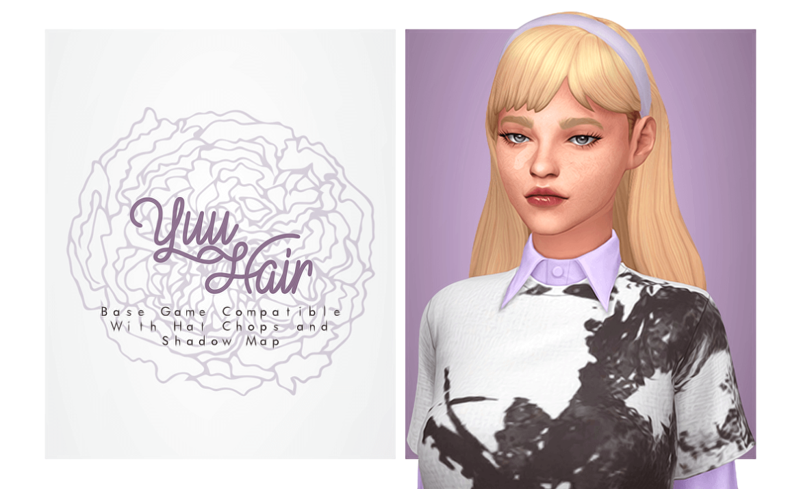 Sims 4 yuu hair long bang hair headband optional