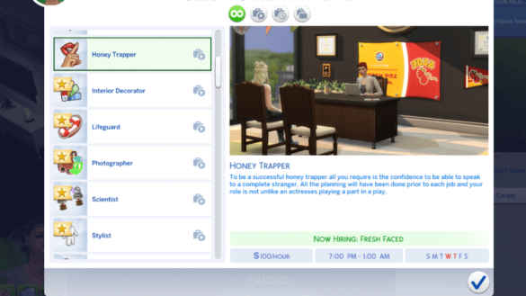 Sims 4 Active Honey Trap Career 1.0