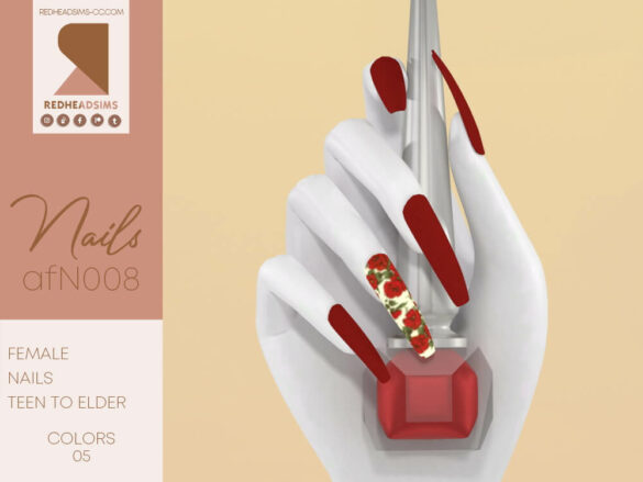 Sims 4 AF NAILS N008 by REDHEADSIMS
