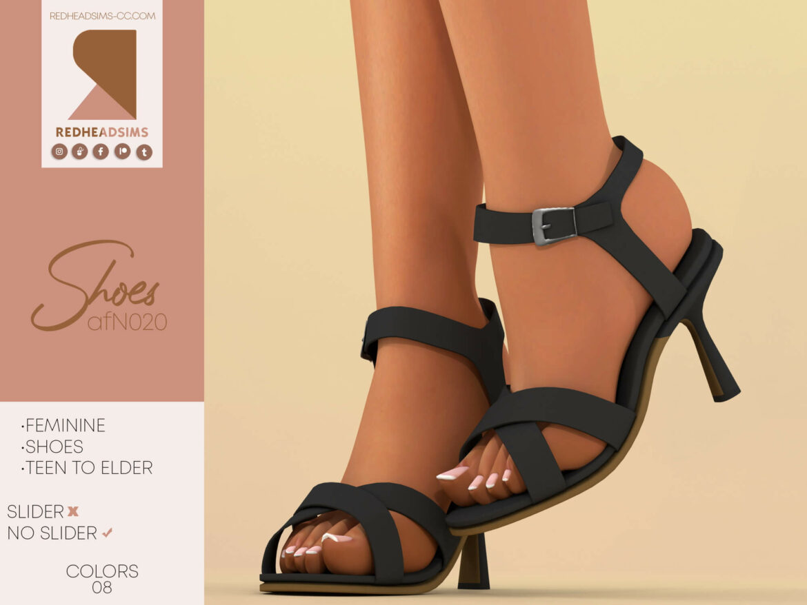 Sims 4 AF SHOES N020 | NO SLIDER at REDHEADSIMS