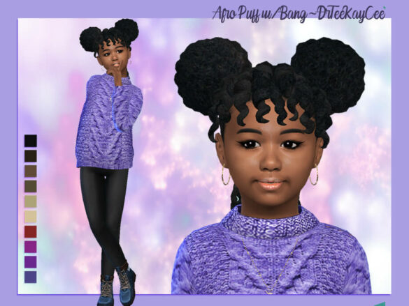 Afro Puffs with Twisty Bangs – Child