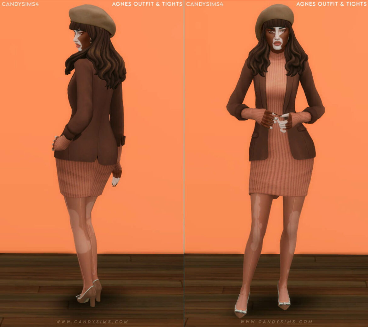 Sims 4 AGNES OUTFIT & TIGHTS by Candy Sims 4