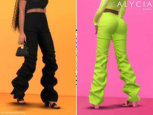 Sims 4 ALYCIA pants by Plumbobs n Fries