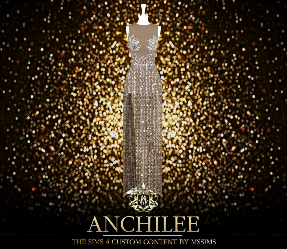 Sims 4 ANCHILEE GOWN by MSSIMS