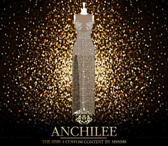 Sims 4 ANCHILEE GOWN by MSSIMS