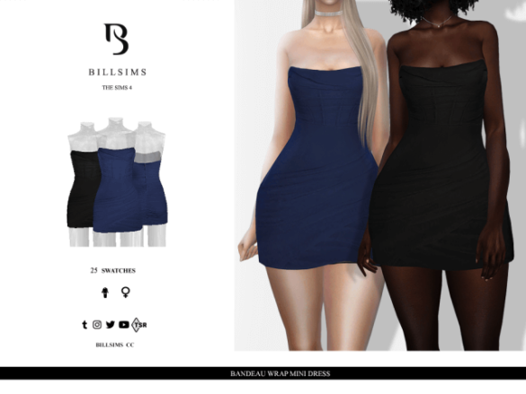 Sims 4 bandeau wrap mini dress ts4 female