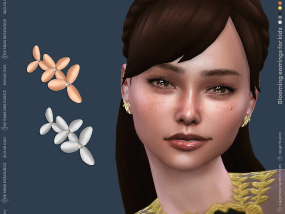 Sims 4 Blooming earrings for kids by sugar owl at TSR