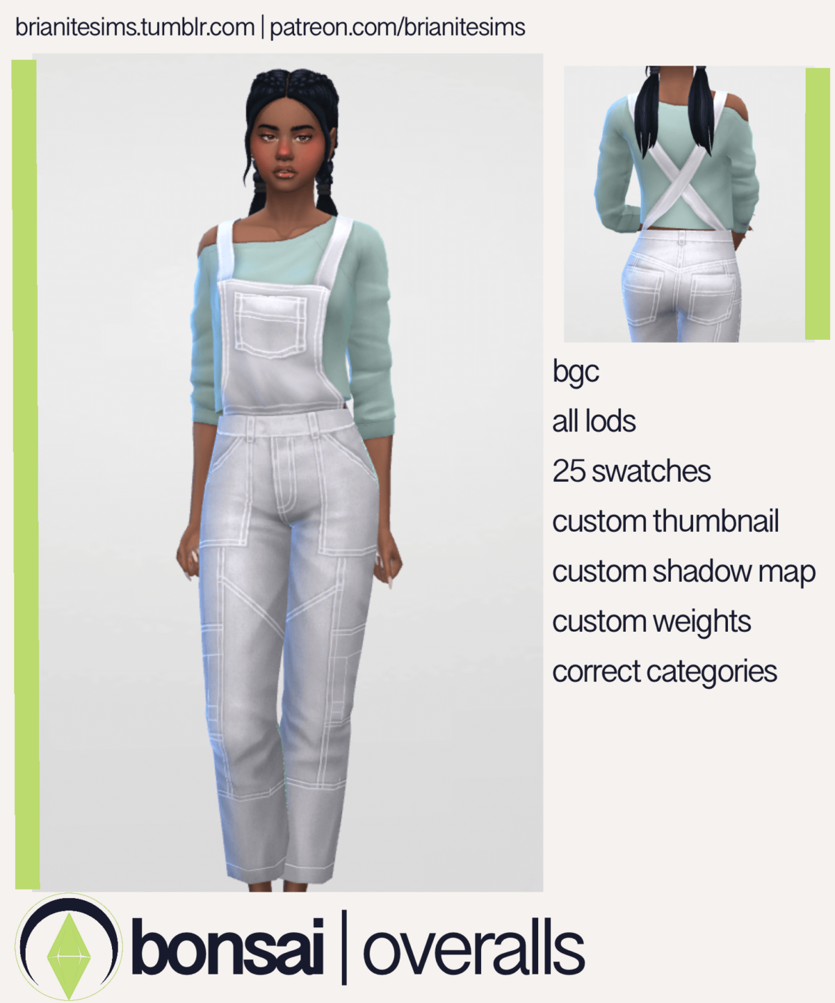 Sims 4 bonsai overalls