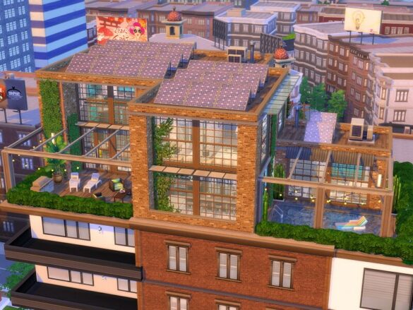 Sims 4 Brick Penthouse by Flubs79