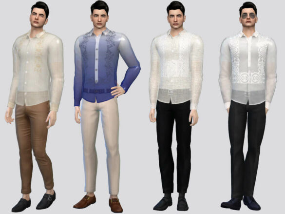 Sims 4 Casual Barong Tagalog by McLayneSims