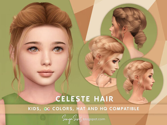 Sims 4 Celeste Hair KIDS by SonyaSimsCC at TSR