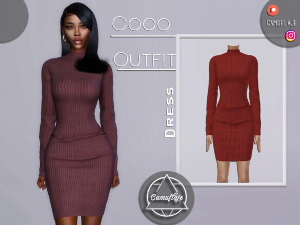 Sims 4 Coco Outfit Dress by Camuflaje