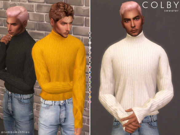Sims 4 COLBY sweater by Plumbobs n Fries