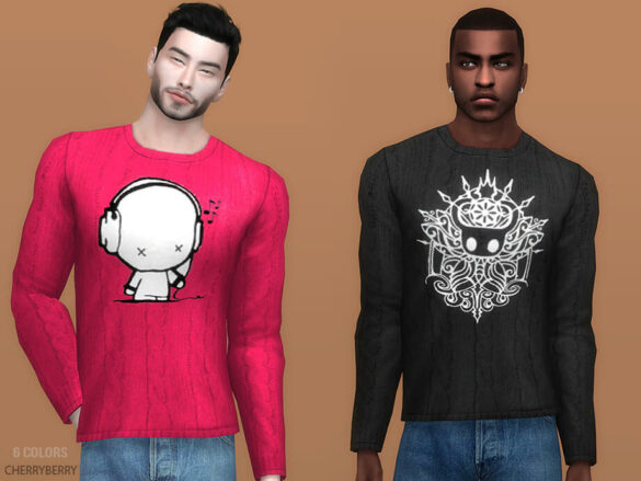 Sims 4 Cory – Graphic Sweater by CherryBerrySim