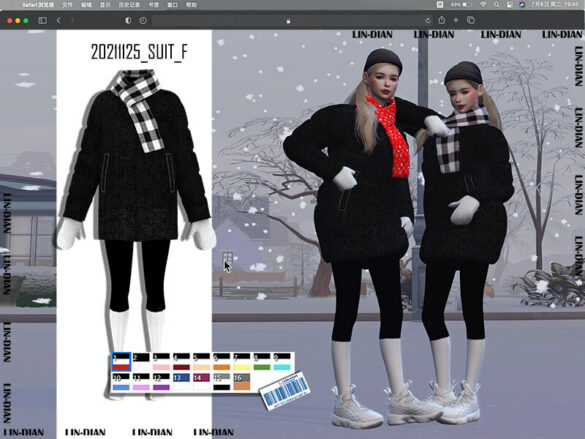 Cotton jacket scarf and gloves by LIN_DIAN