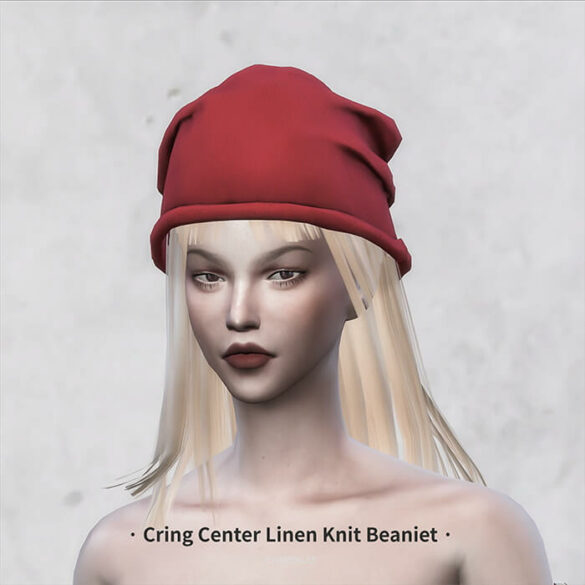 Sims 4 Cring Center Linen Knit Beaniet by Charonlee