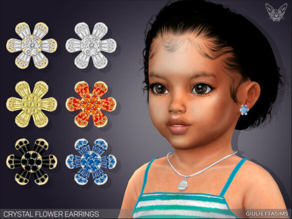 Crystal Flower Earrings For Toddlers by feyona