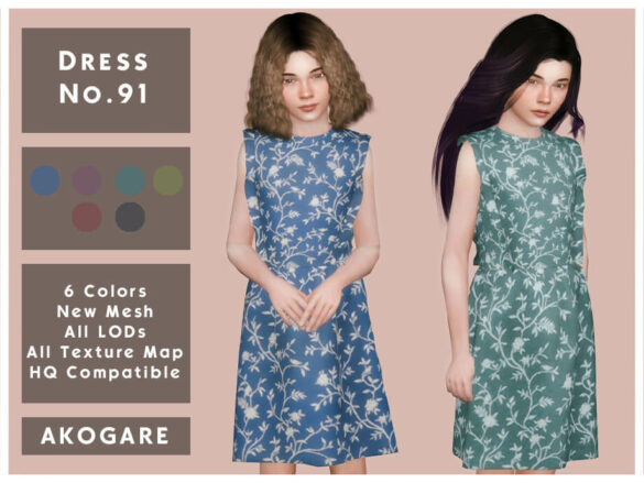 Sims 4 Dress No.91 by Akogare