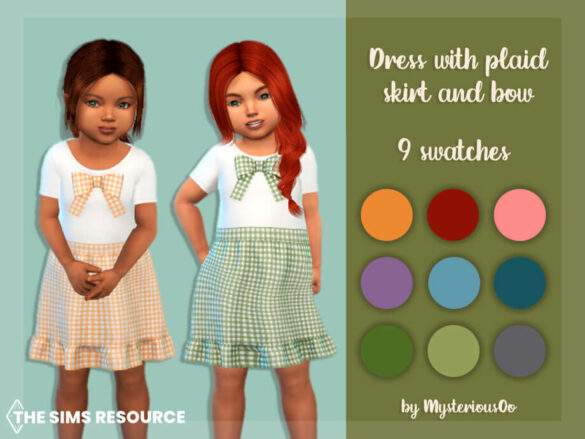 Sims 4 Dress with plaid skirt and bow by MysteriousOo