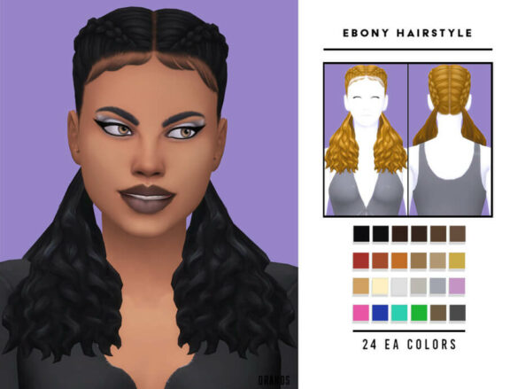 Sims 4 Ebony Hairstyle by OranosTR