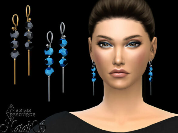 Sims 4 Faceted beads stick drop earrings by NataliS
