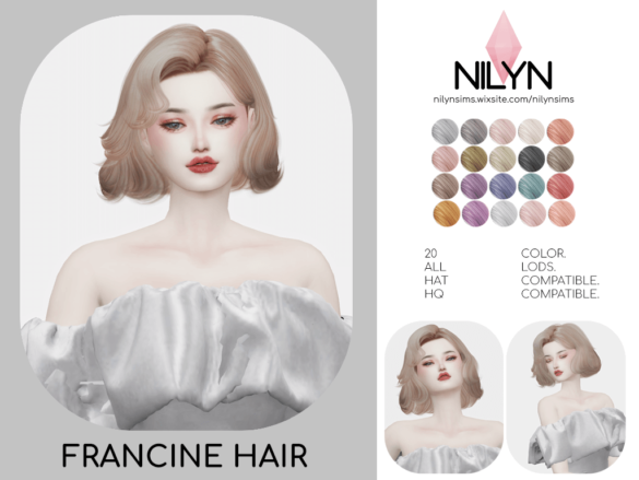francine hair new mesh mesh by nilyn 20 swatches