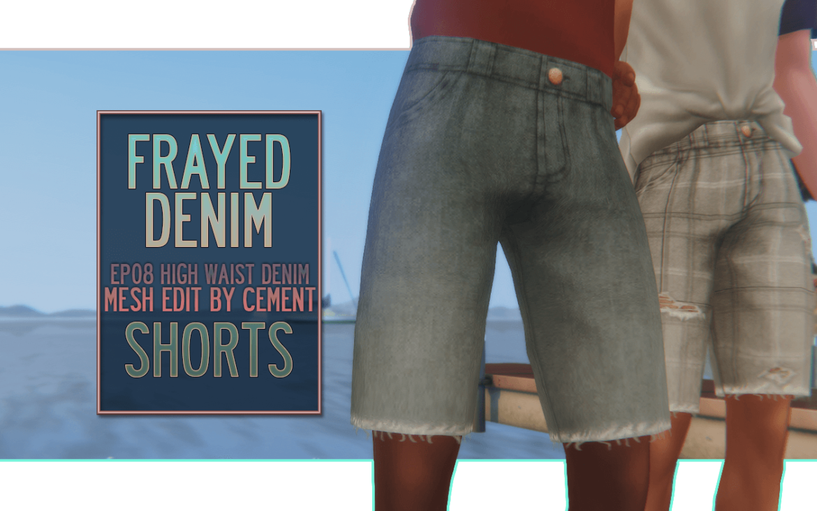 Sims 4 frayed denim shorts