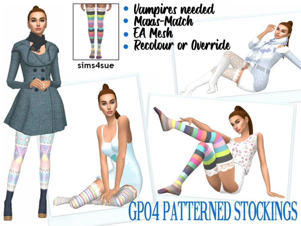 Sims 4 GP04 PATTERNED STOCKINGS by Sims4Sue