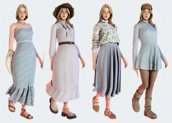 Sims 4 hair dress shoes necklace palette hair