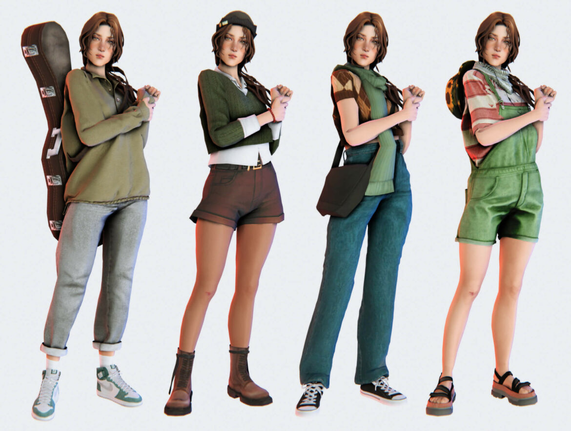 Sims 4 hair sweater jeans shoes socks guitar