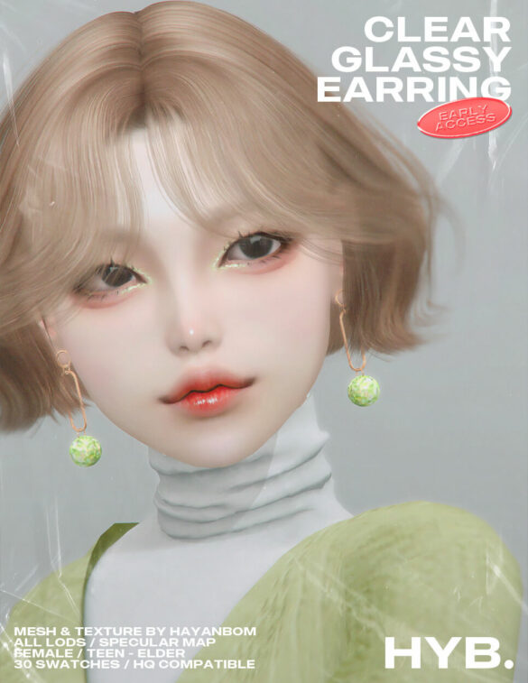 Sims 4 hyb clear glassy earring