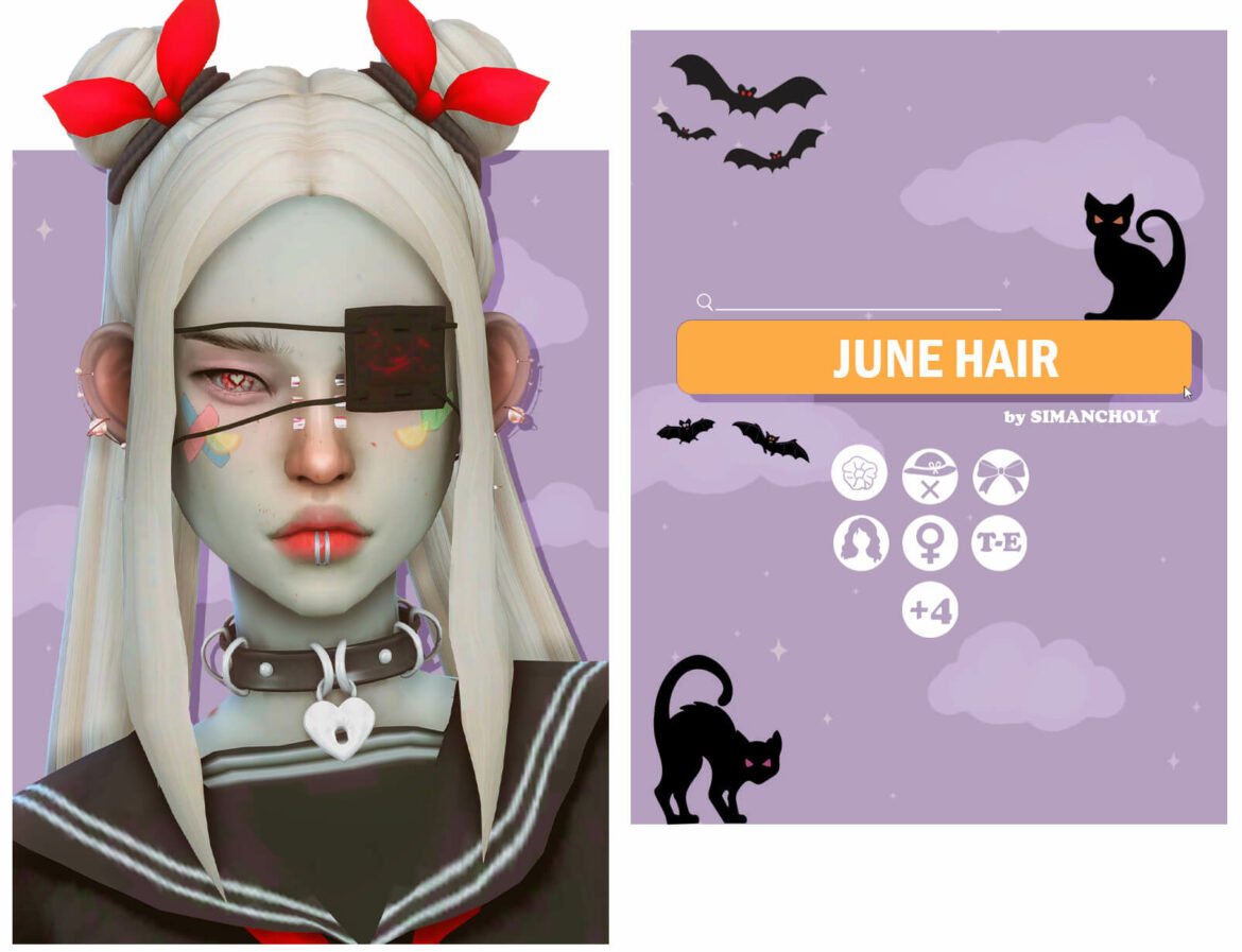 Sims 4 june hair by simancholy base game compatible 24