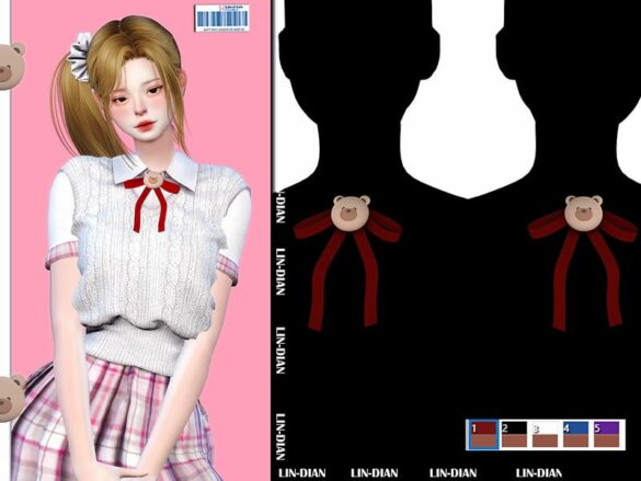Sims 4 Little bear bow tie by LIN_DIAN