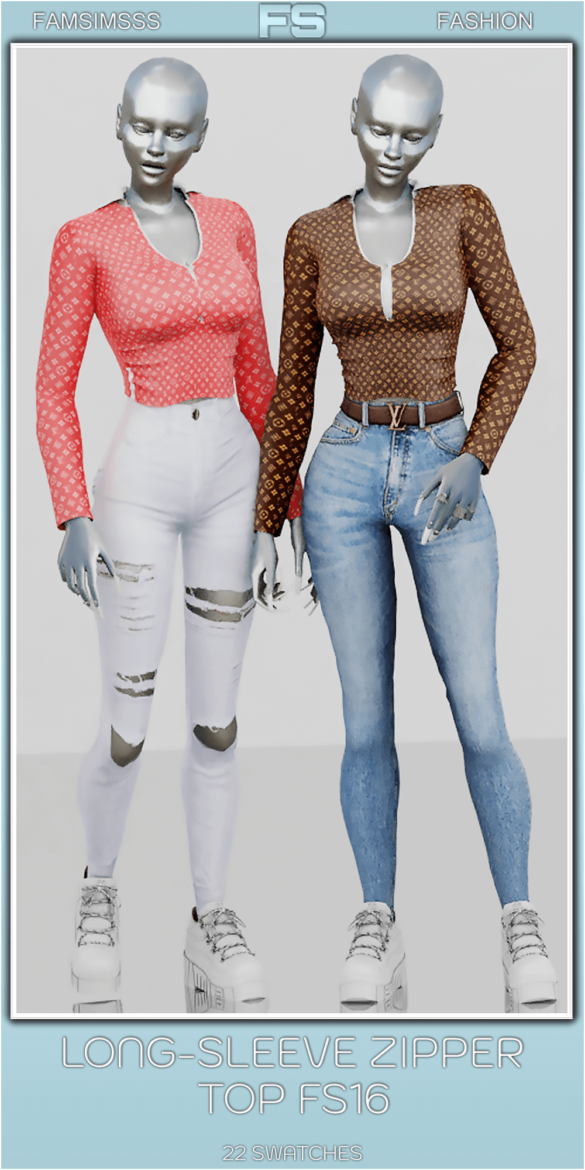Sims 4 long sleeve zipper top fs16