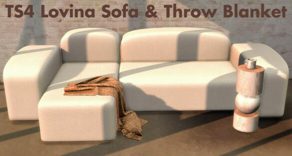 Sims 4 Lovina sofa & throw blanket by Riekus13