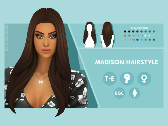 Sims 4 Madison Hairstyle by simcelebrity00