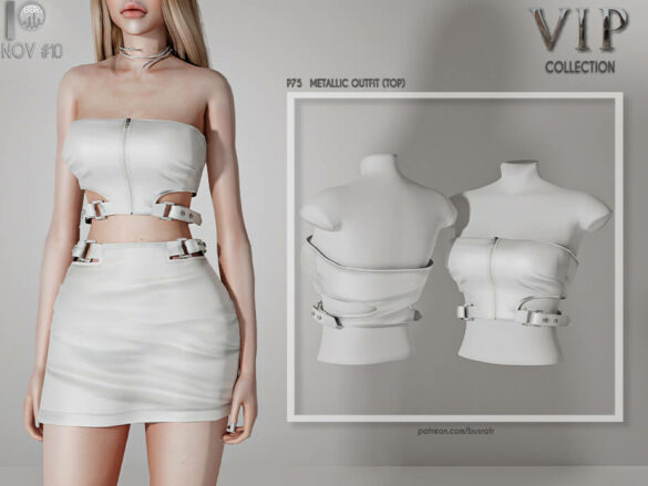 Sims 4 METALLIC OUTFIT (TOP) P75 by busra-tr